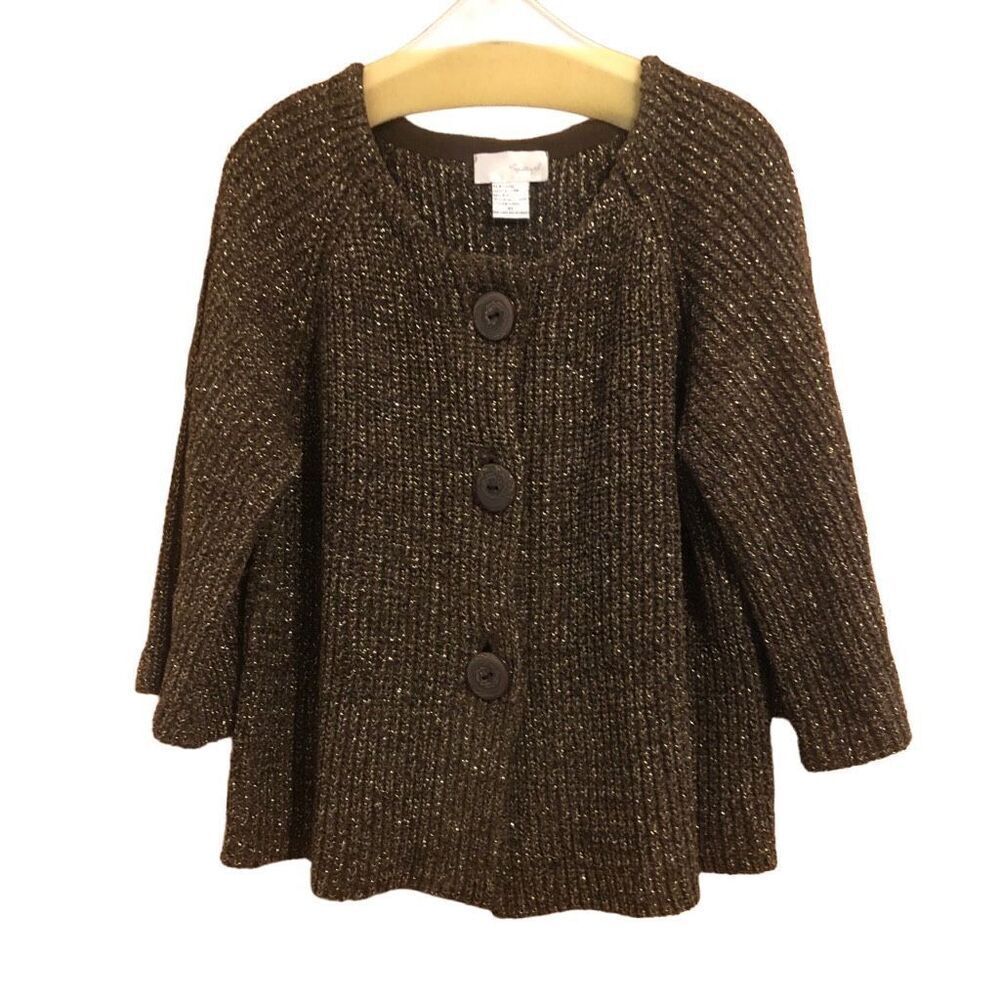 Spiegel Women’s Size XL Brown Metallic Chunky 3/4 Bell Sleeve Cardigan